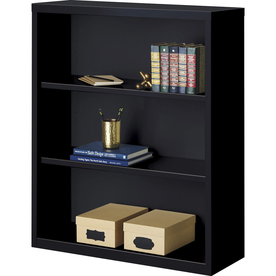 Image of Lorell Bookcase, 3-Shelf, Steel, 34-1/2"x12-5/8"x42", Black