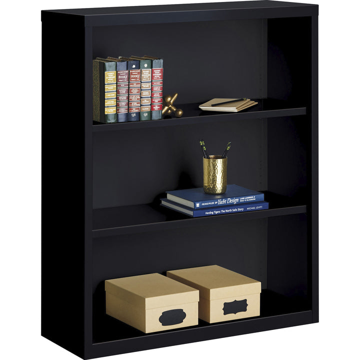 Image of Lorell Bookcase, 3-Shelf, Steel, 34-1/2"x12-5/8"x42", Black