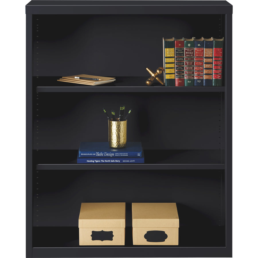Image of Lorell Bookcase, 3-Shelf, Steel, 34-1/2"x12-5/8"x42", Black