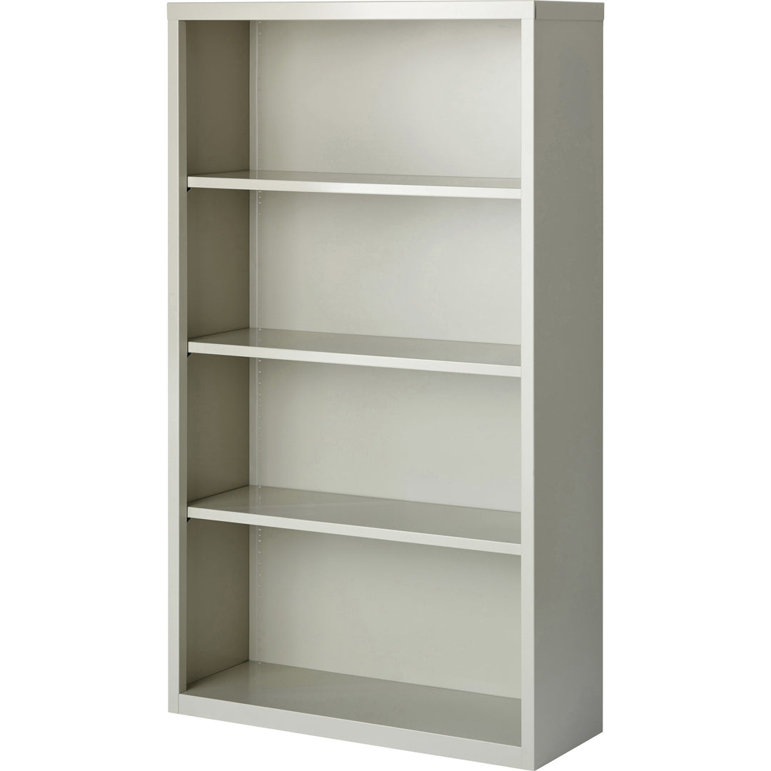 Image of Lorell Steel Bookcase, 4-Shelf, 34-1/2"x13"x60", Light Gray