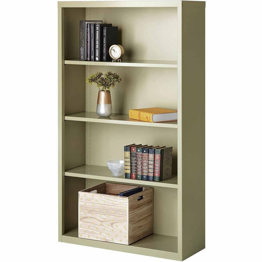 Image of Lorell Bookcase, Steel, 4-Shelf, 34-1/2"x13"x60", Putty