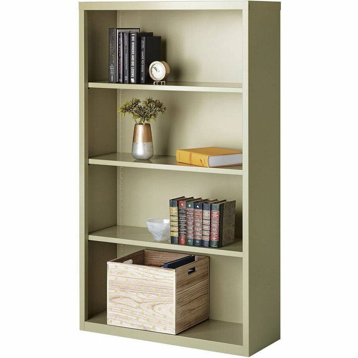 Image of Lorell Bookcase, Steel, 4-Shelf, 34-1/2"x13"x60", Putty