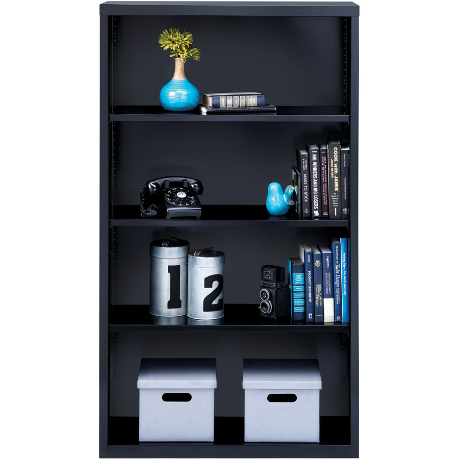 Image of Lorell Bookcase, 4-Shelf, Steel, 34-1/2"x12-5/8"x60", Black