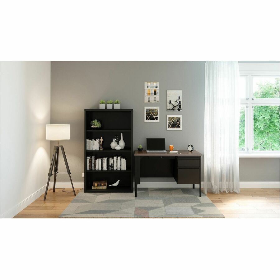 Image of Lorell Bookcase, 4-Shelf, Steel, 34-1/2"x12-5/8"x60", Black