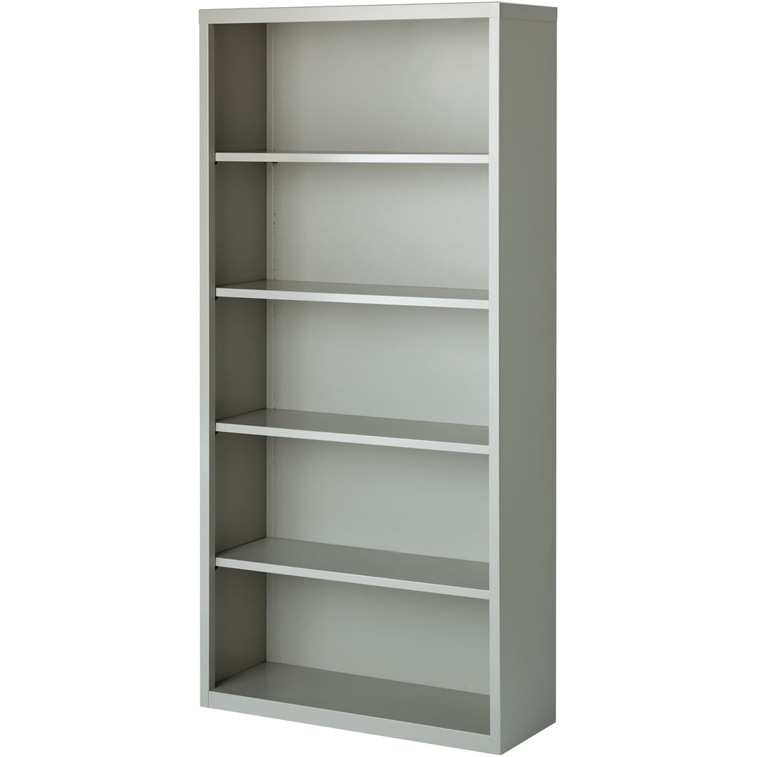 Image of Lorell Steel Bookcase, 5-Shelf, 34-1/2"x13"x72", Light Gray