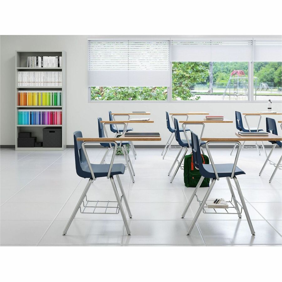 Image of Lorell Steel Bookcase, 5-Shelf, 34-1/2"x13"x72", Light Gray