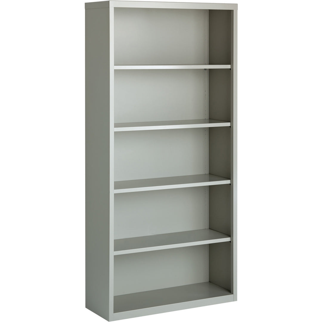 Image of Lorell Steel Bookcase, 5-Shelf, 34-1/2"x13"x72", Light Gray