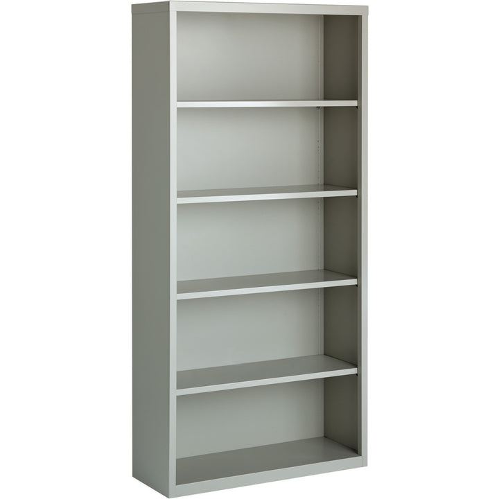 Image of Lorell Steel Bookcase, 5-Shelf, 34-1/2"x13"x72", Light Gray
