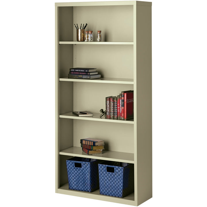 Image of Lorell Bookcase, Steel, 5-Shelf, 34-1/2"x13"x72", Putty