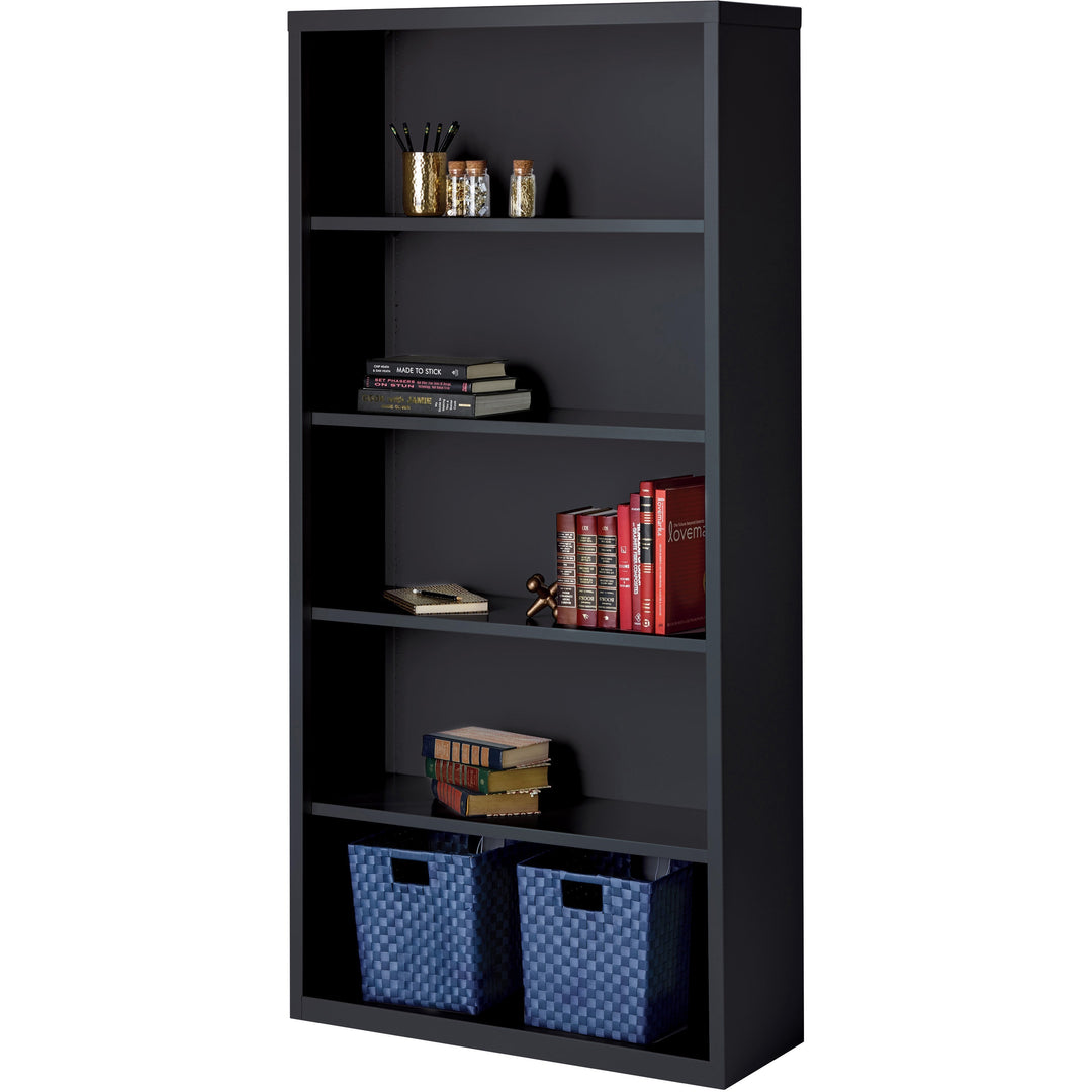 Image of Lorell Bookcase, 5-Shelf, Steel, 34-1/2"x12-5/8"x72", Black