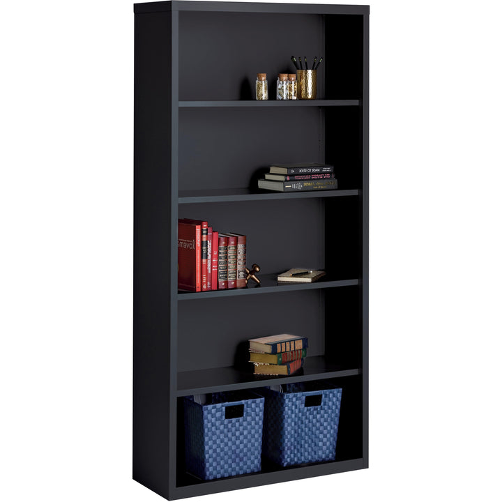 Image of Lorell Bookcase, 5-Shelf, Steel, 34-1/2"x12-5/8"x72", Black