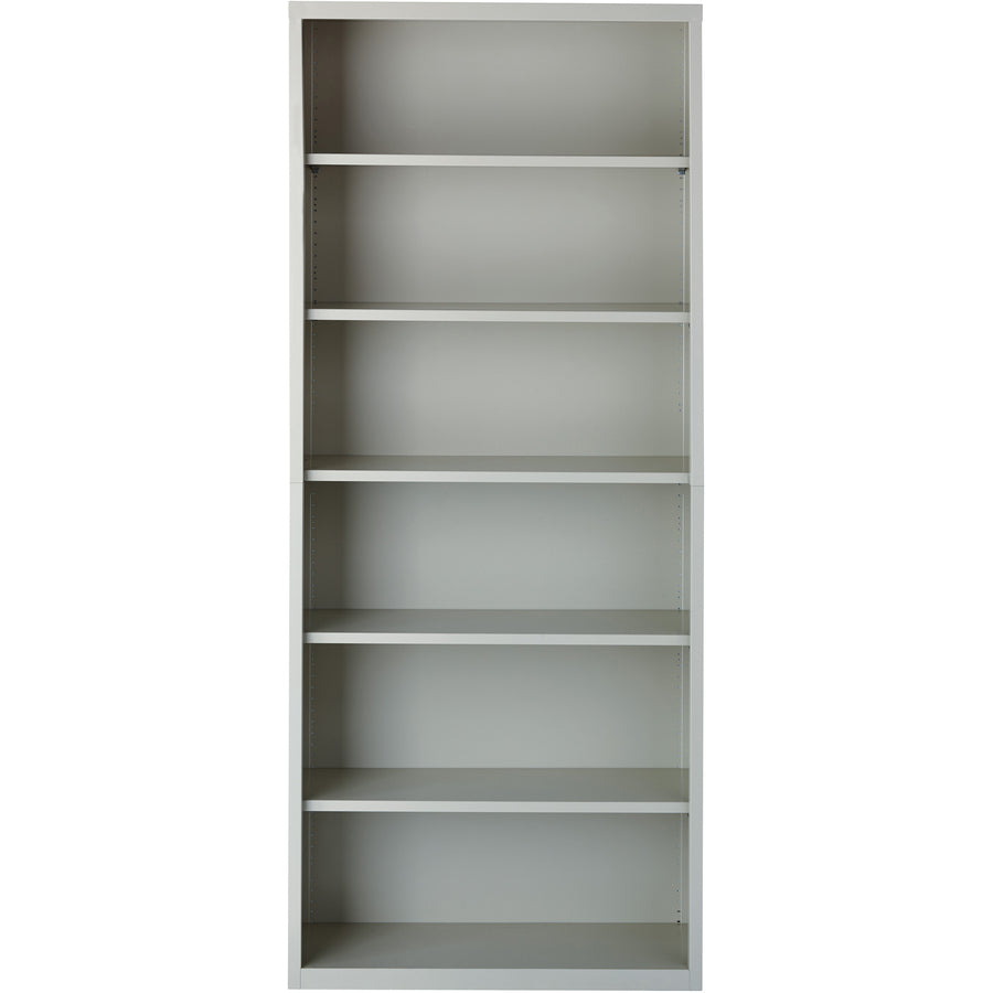Image of Lorell Steel Bookcase, 6-Shelf, 34-1/2"x13"x82", Light Gray