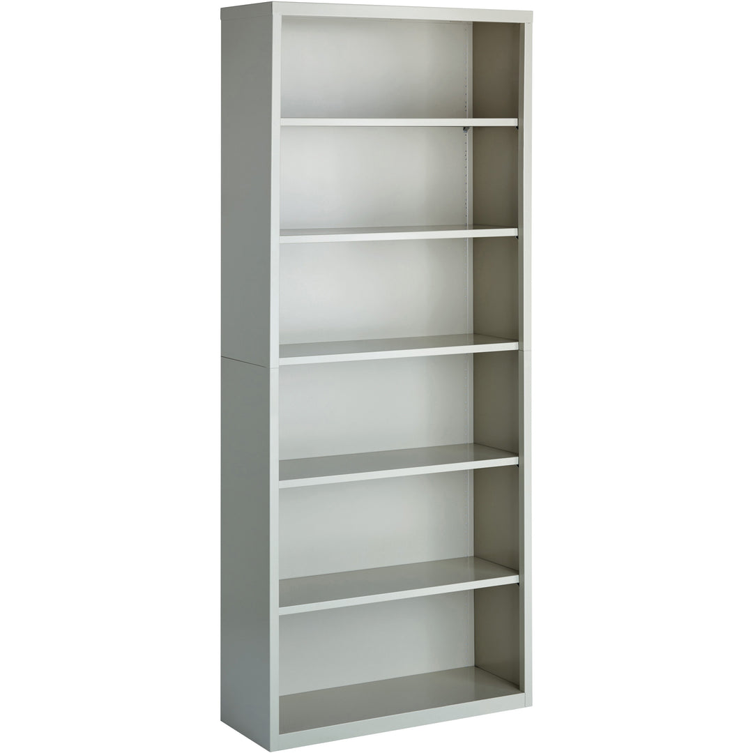 Image of Lorell Steel Bookcase, 6-Shelf, 34-1/2"x13"x82", Light Gray