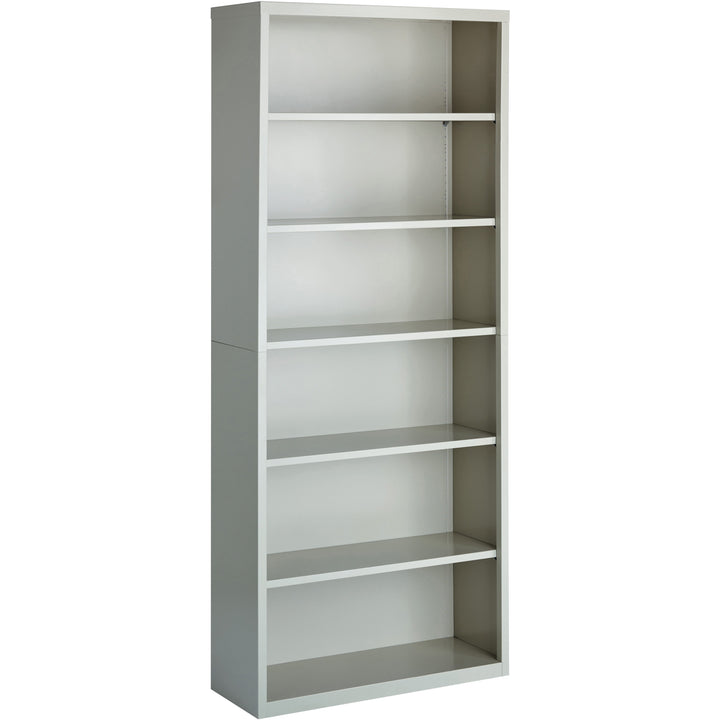 Image of Lorell Steel Bookcase, 6-Shelf, 34-1/2"x13"x82", Light Gray