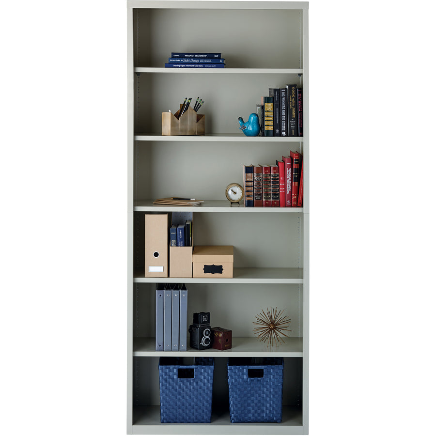 Image of Lorell Steel Bookcase, 6-Shelf, 34-1/2"x13"x82", Light Gray