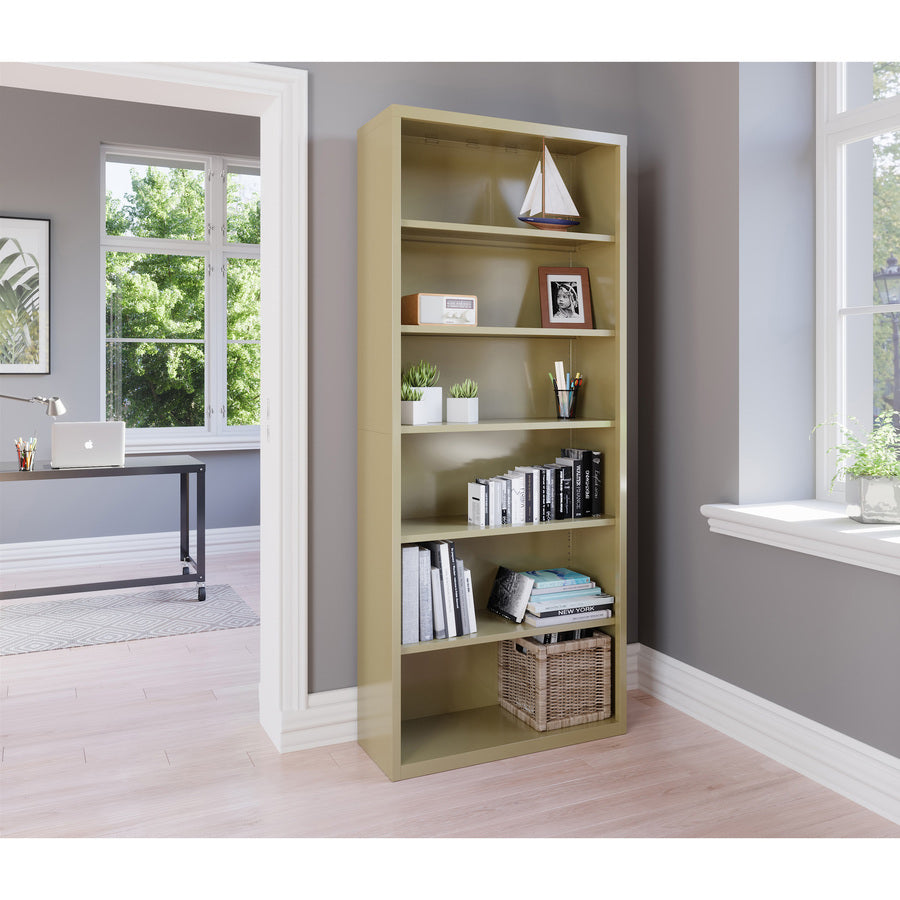 Image of Lorell Bookcase, Steel, 6-Shelf, 34-1/2"x13"x82", Putty
