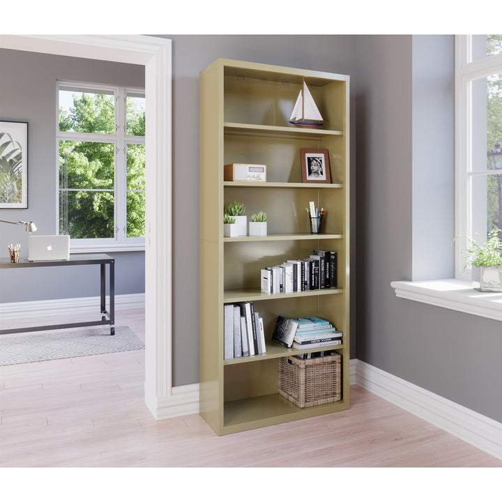 Image of Lorell Bookcase, Steel, 6-Shelf, 34-1/2"x13"x82", Putty