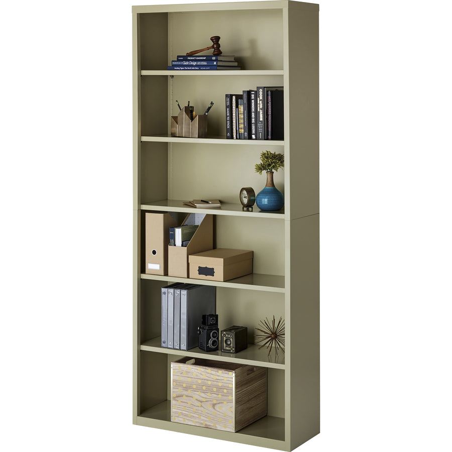 Image of Lorell Bookcase, Steel, 6-Shelf, 34-1/2"x13"x82", Putty