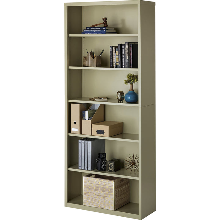 Image of Lorell Bookcase, Steel, 6-Shelf, 34-1/2"x13"x82", Putty
