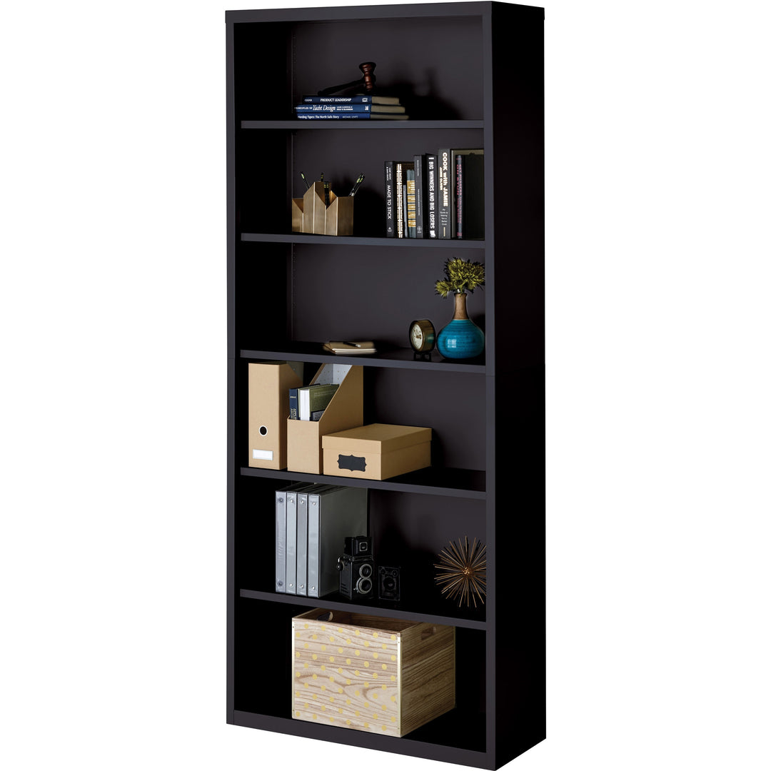 Image of Lorell Bookcase, 6-Shelf, Steel, 34-1/2"x12-5/8"x82", Black