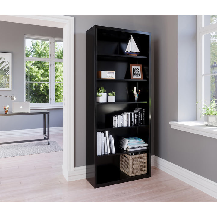 Image of Lorell Bookcase, 6-Shelf, Steel, 34-1/2"x12-5/8"x82", Black