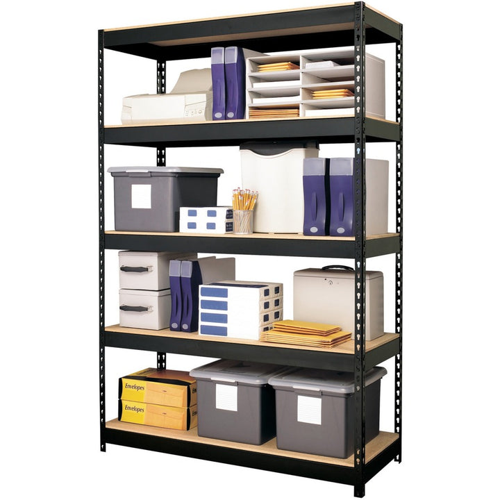 Image of Lorell Shelving, Riveted Steel, 3800 lb Cap, 48"x18"x72", Black