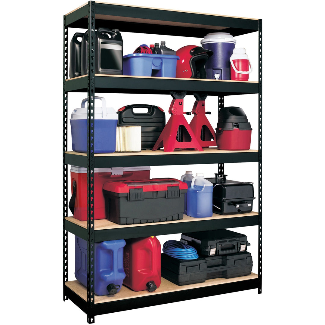 Image of Lorell Shelving, Riveted Steel, 3800 lb Cap, 48"x18"x72", Black