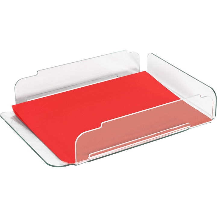 Image of Lorell Single Stack Letter Tray, 10"x13-1/4"x2-1/2", CL/GN Acrylic