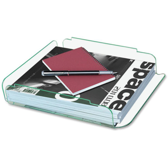 Image of Lorell Single Stack Letter Tray, 10"x13-1/4"x2-1/2", CL/GN Acrylic