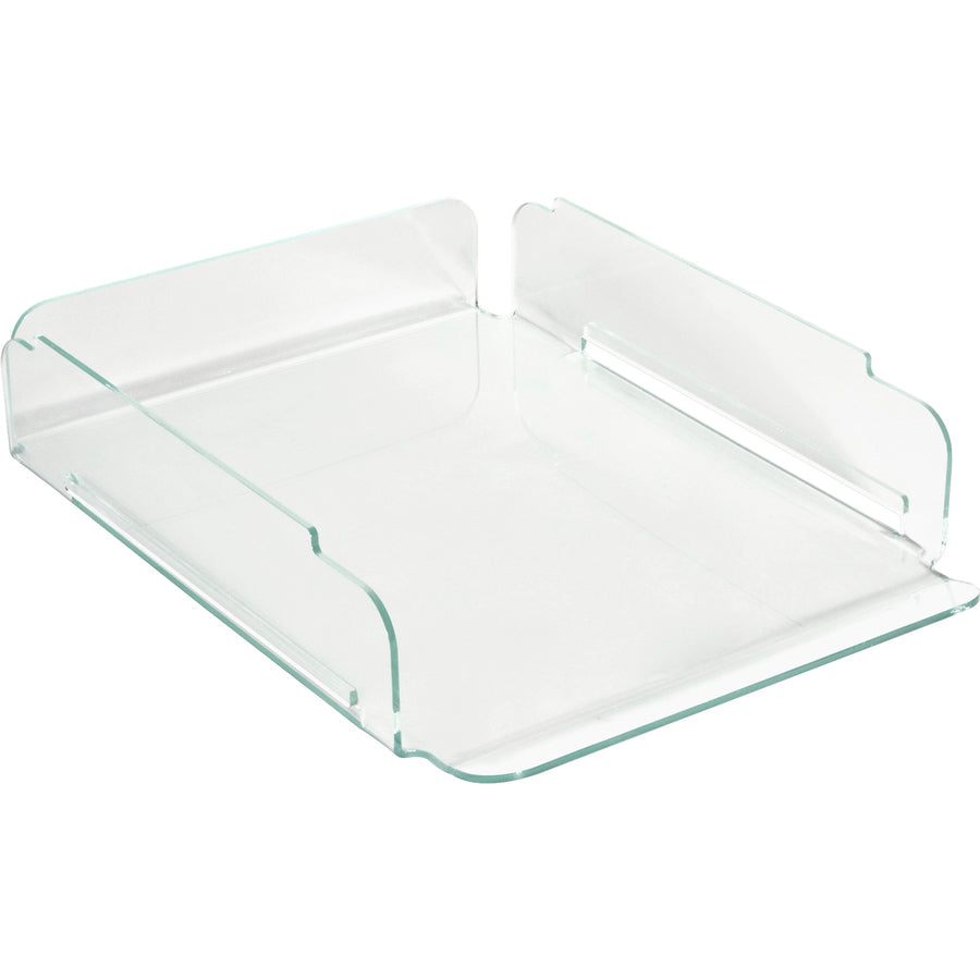 Image of Lorell Single Stack Letter Tray, 10"x13-1/4"x2-1/2", CL/GN Acrylic