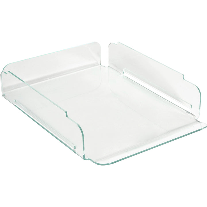 Image of Lorell Single Stack Letter Tray, 10"x13-1/4"x2-1/2", CL/GN Acrylic