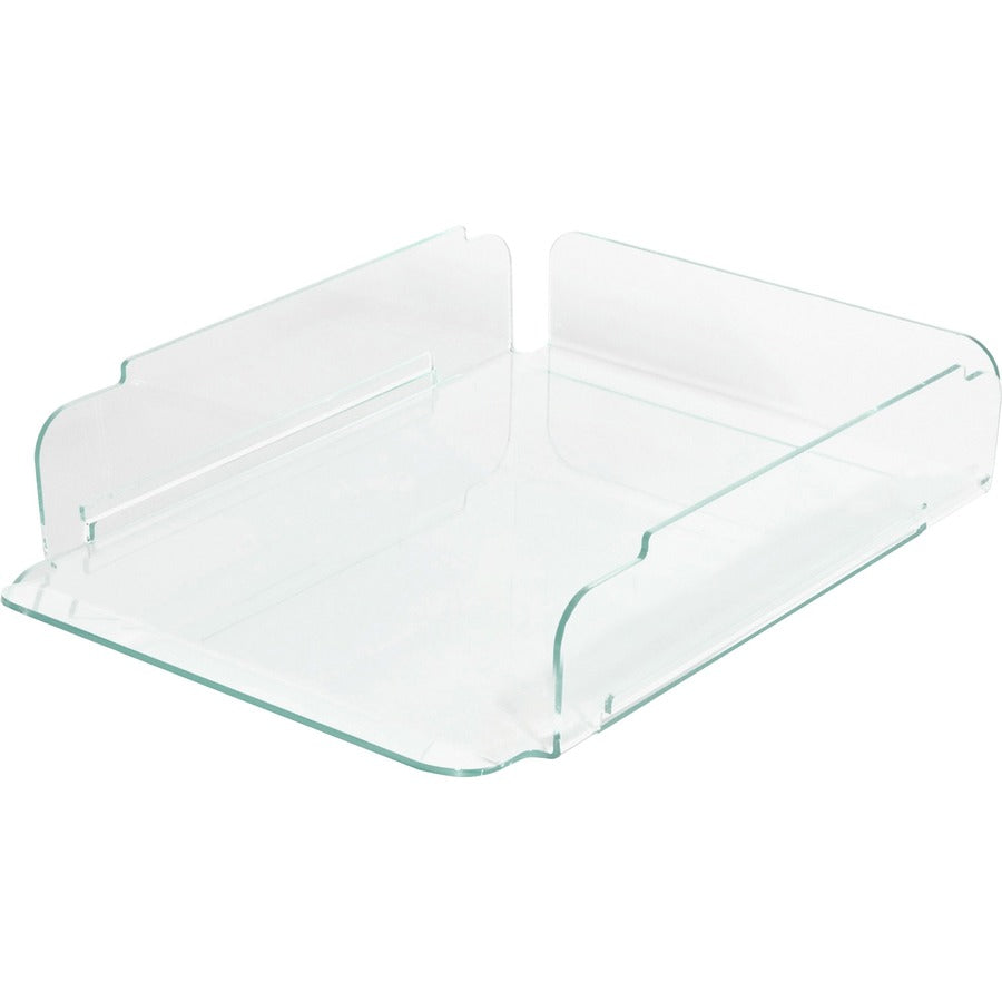 Image of Lorell Stacking Letter Tray, 13"x10-1/4"x2-3/4", 2/ST, CL/Green