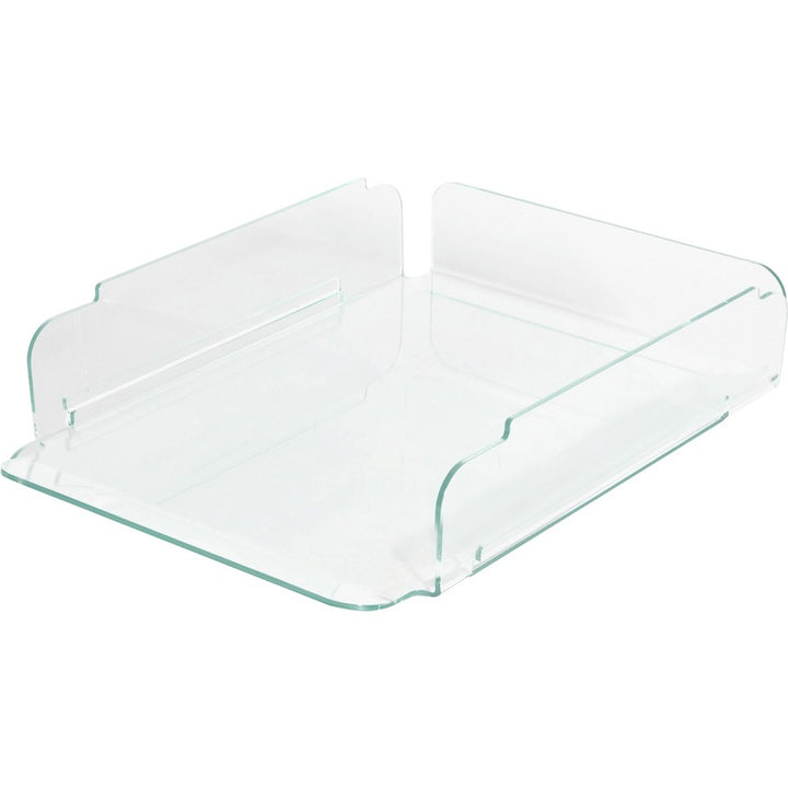 Image of Lorell Stacking Letter Tray, 13"x10-1/4"x2-3/4", 2/ST, CL/Green