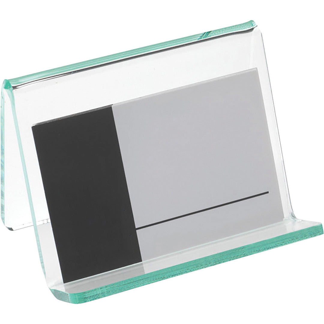 Image of Lorell Business Card Holder, 3-1/4"x3"x2-5/8", Clear/Green