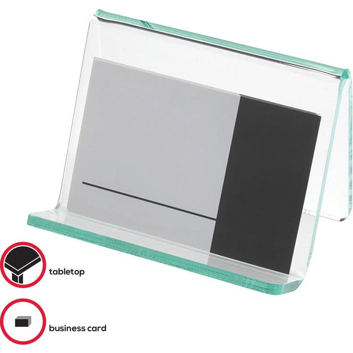 Image of Lorell Business Card Holder, 3-1/4"x3"x2-5/8", Clear/Green