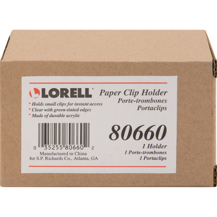 Image of Lorell Paper Clip Holder, 3-7/8"x2-1/2"x1-7/8", Clear/Green