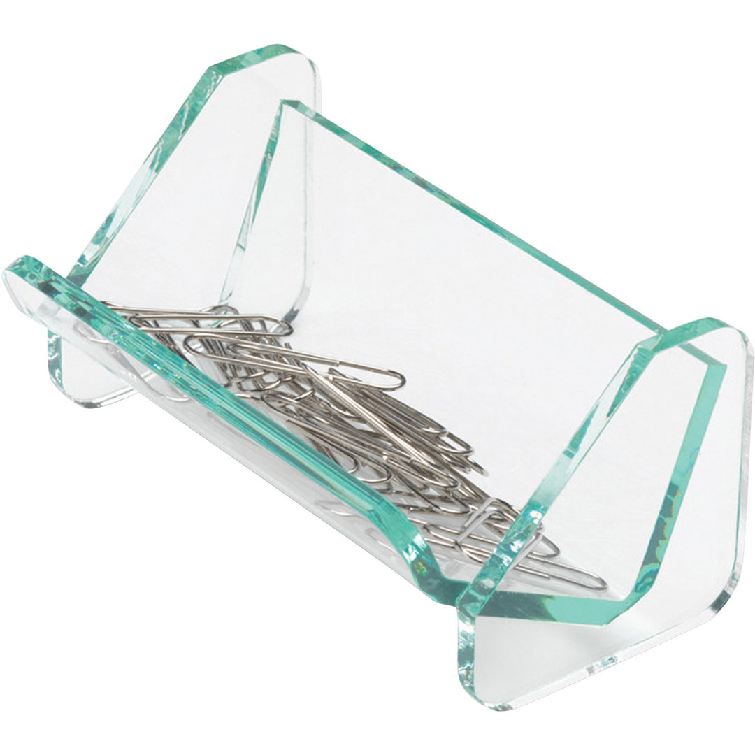 Image of Lorell Paper Clip Holder, 3-7/8"x2-1/2"x1-7/8", Clear/Green