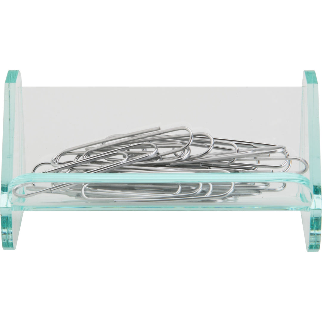 Image of Lorell Paper Clip Holder, 3-7/8"x2-1/2"x1-7/8", Clear/Green