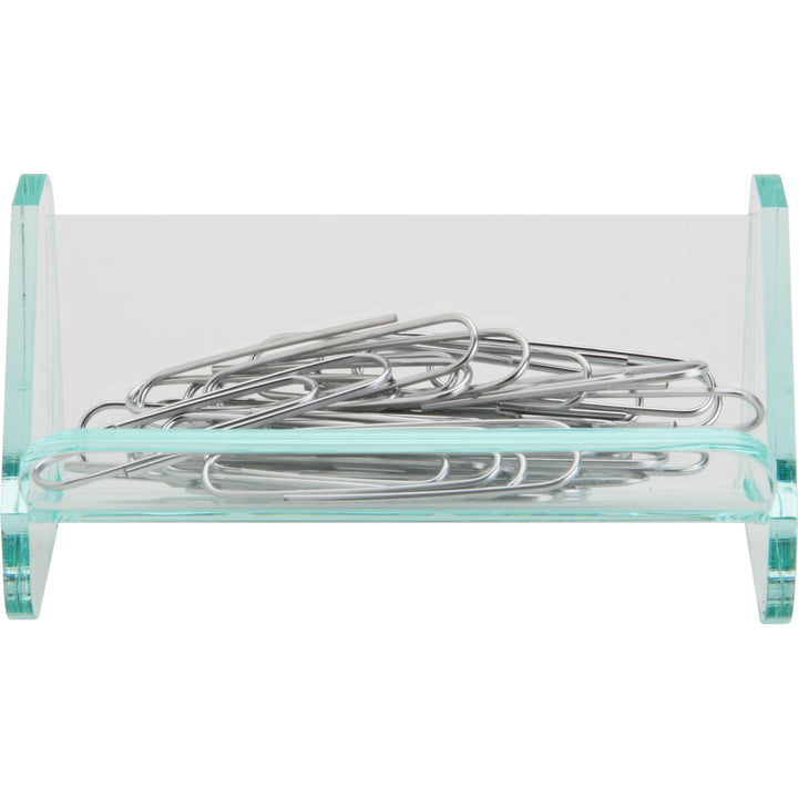 Image of Lorell Paper Clip Holder, 3-7/8"x2-1/2"x1-7/8", Clear/Green