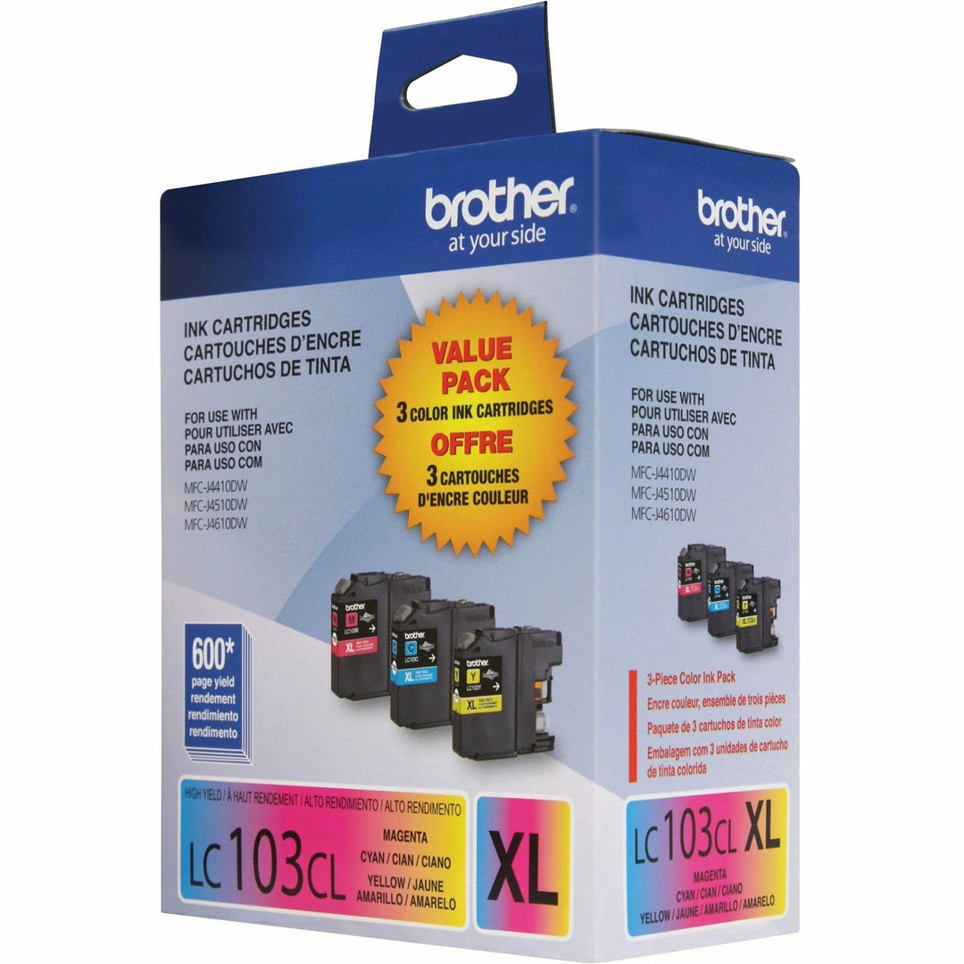 Image of Brother Innobella LC1033PKS LC103 3PK High-yield Ink Cartridges, 600 Pages Cyan, 600 Pages Magenta, 600 Pages Yellow, 3 / Pack
