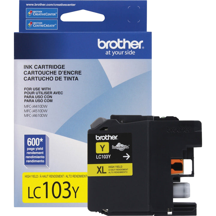 Image of Brother Innobella LC103Y LC103 Ink Cartridge, 600 Pages, 1 Each