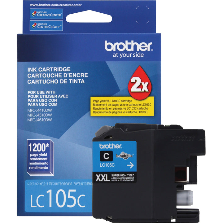 Image of Brother Innobella LC105C LC105/C/M/Y/BK Ink Cartridges, 1200 Pages, 1 Each