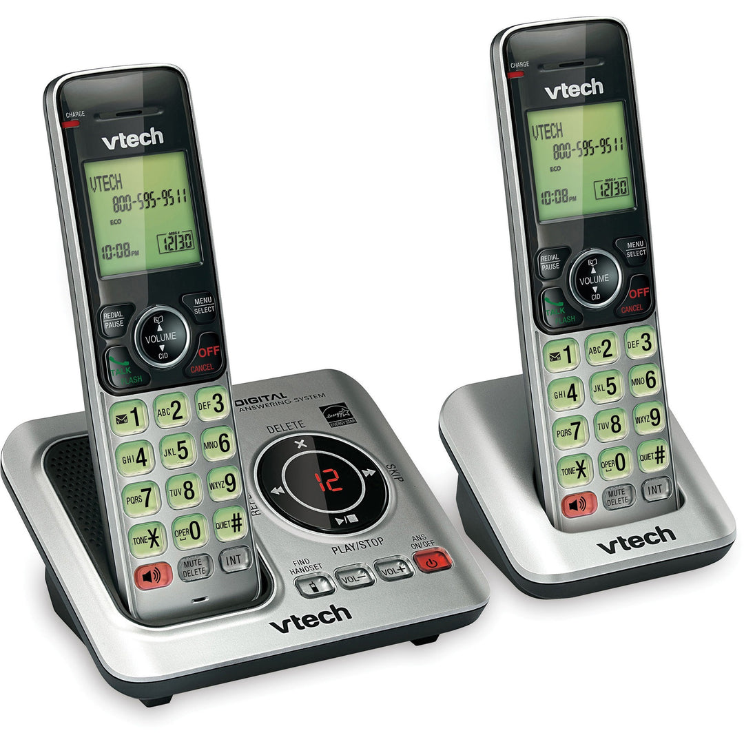 Image of Vtech® Cordless Phone, 2-Handset, 5-1/5"Wx6-7/10"Lx6-9/10"H, Silver