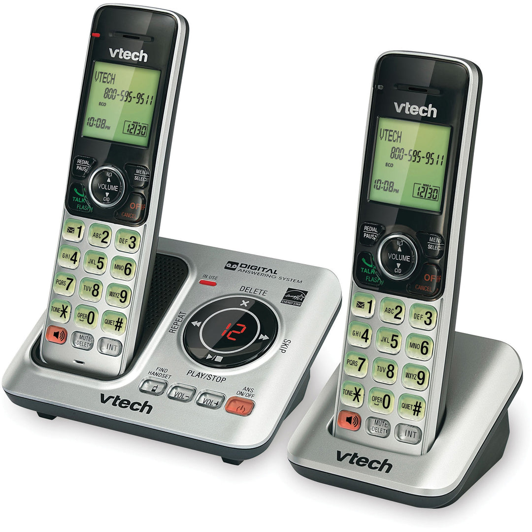 Image of Vtech® Cordless Phone, 2-Handset, 5-1/5"Wx6-7/10"Lx6-9/10"H, Silver