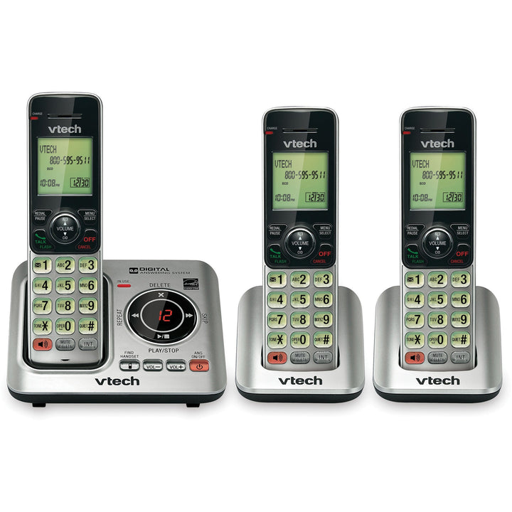 Image of Vtech® Cordless Phone, 3-Handset, 5-1/5"Wx6-7/10"Lx6-9/10"H, Silver