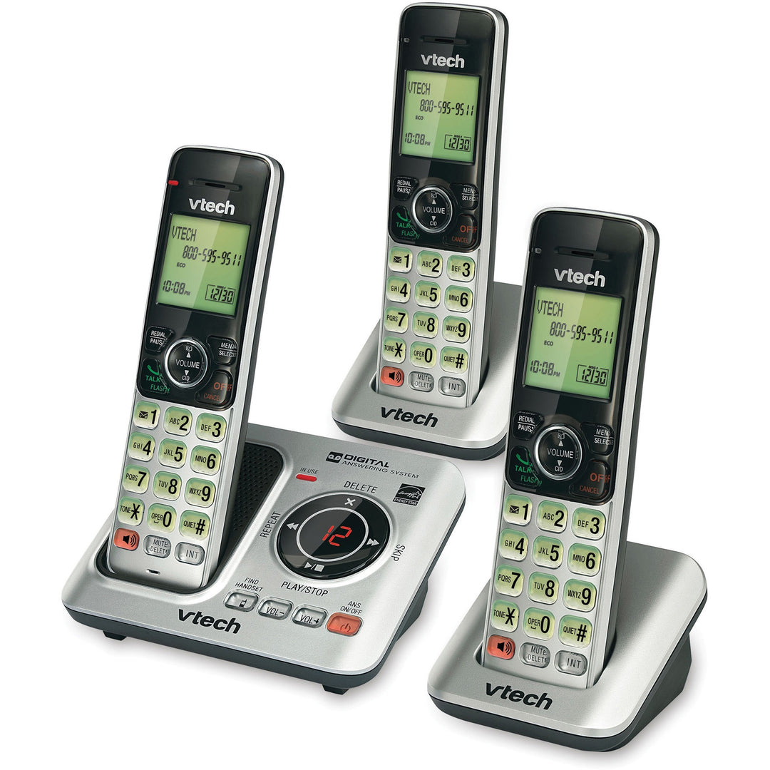 Image of Vtech® Cordless Phone, 3-Handset, 5-1/5"Wx6-7/10"Lx6-9/10"H, Silver