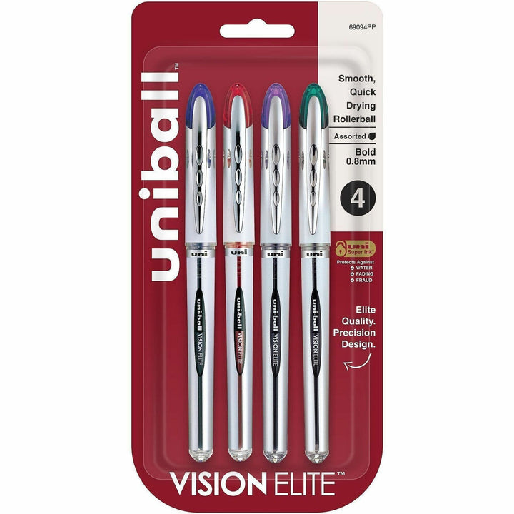 Image of uniball® Pen,Gel,Rollerball,Refillable,0.8mm,4/PK,Assorted Ink