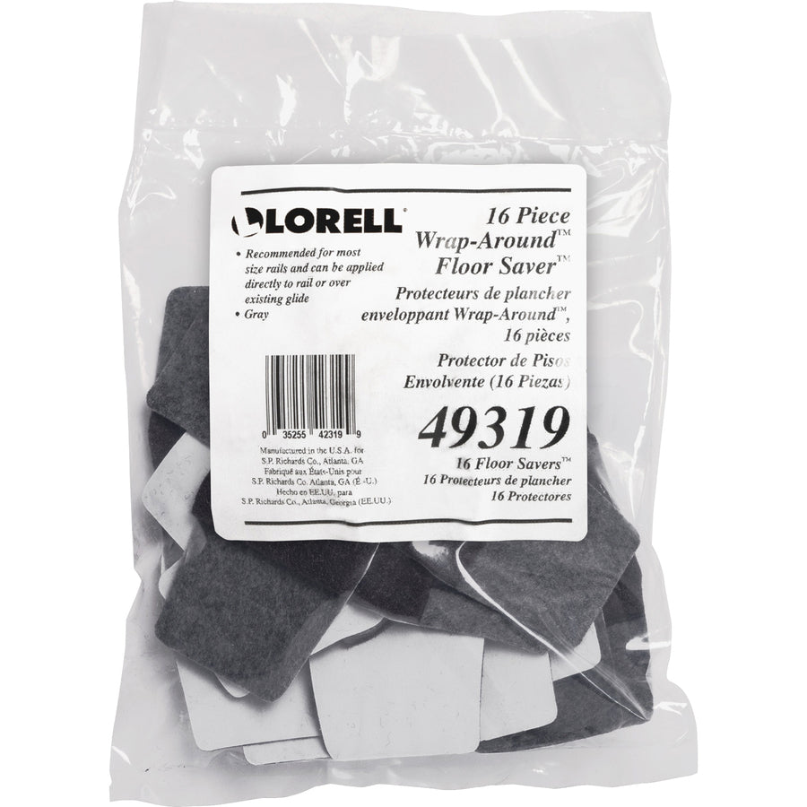 Image of Lorell Floor Savers, Wraparound, 1-7/8"x3-1/8", 16/PK, Gray