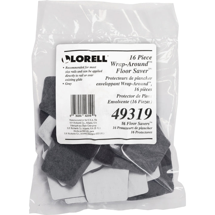 Image of Lorell Floor Savers, Wraparound, 1-7/8"x3-1/8", 16/PK, Gray