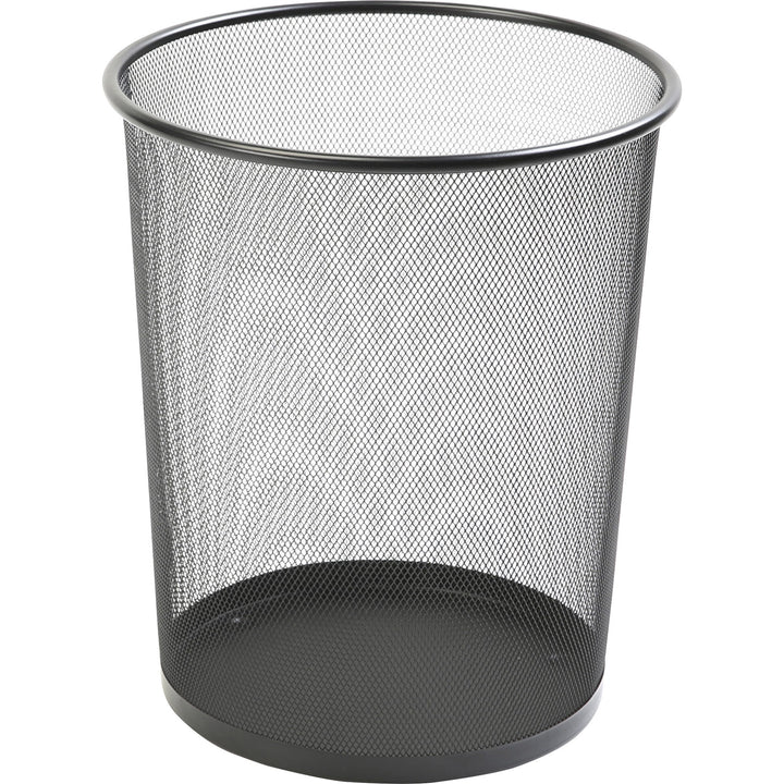 Image of Lorell Round Waste Bin, Steel Mesh, 4.7 Gal., 12"x14-1/4", Black
